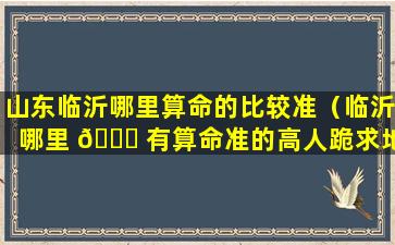 山东临沂哪里算命的比较准（临沂哪里 🐎 有算命准的高人跪求地址）